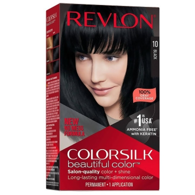 Revlon ColorSilk Beautiful Color Permanent Hair Color 10 Black 