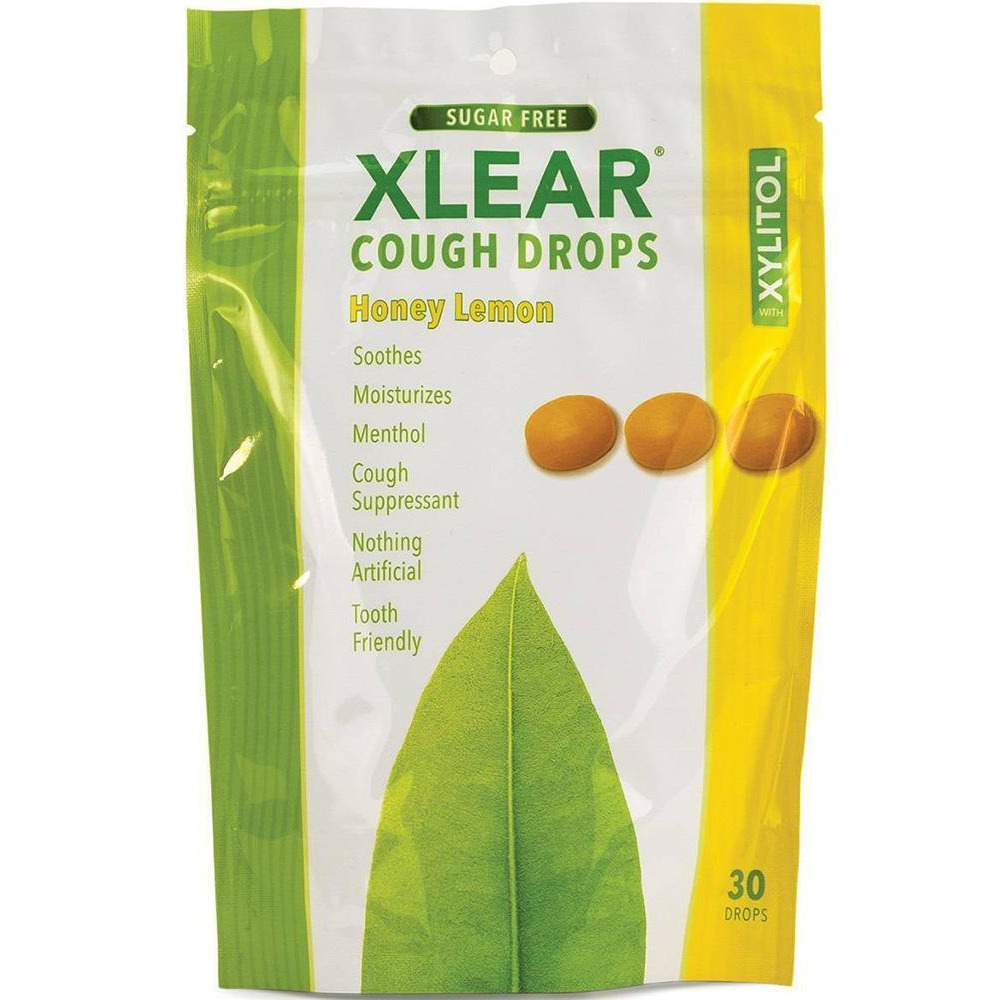 XLEAR Sugar Free Cough Drops, Natural Honey Lemon - 30 ct
