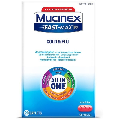 Mucinex Fast-Max Cold & Flu Maximum Strength Caplets - 20 Caplets 