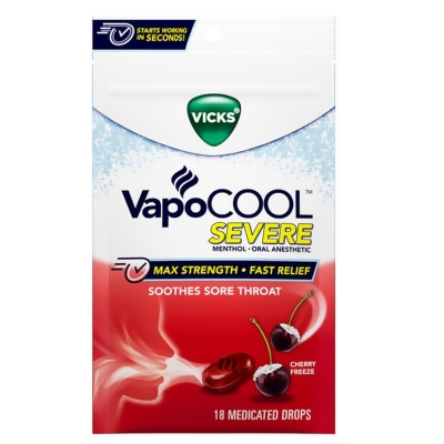 Vicks VapoCool Medicated Drops Cherry Freeze Flavor - 18 ct 