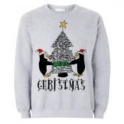 The T-Shirt Factory Mens Penguins Hug Tree Christmas Jumper The T-Shirt Factory Mens Penguins Hug Tree Christmas Jumper