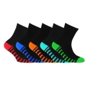 Childrens/Kids Cotton Rich Stripe Panel Socks (Pack Of 5) Childrens/Kids Cotton Rich Stripe Panel Socks (Pack Of 5)