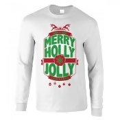 The T-Shirt Factory Mens Merry Holly Jolly Christmas Jumper The T-Shirt Factory Mens Merry Holly Jolly Christmas Jumper