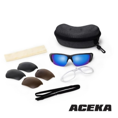 免運!【ACEKA】T-Rex系列 時尚潮流碳纖紋格運動太陽眼鏡 (含三組鏡片) 1支 