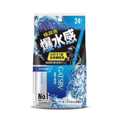 免運!【GATSBY】6包144張 爆水擦澡濕巾 24張/包 