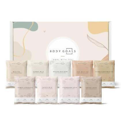 免運!【Body Goals】多效乳清蛋白飲：法式可可 奶茶 草莓牛奶 咖啡拿鐵 31g / 一包隨手包 (60包,每包36.3元) 