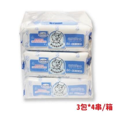 免運!【貝恩】1箱12包 嬰兒保養柔濕巾 (80抽) 3包*4串/箱 12包/箱 