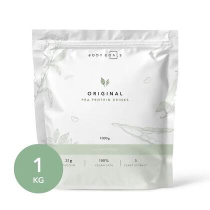 免運!【Body Goals】全素多效豌豆蛋白飲 - 1 KG大包裝 | 無糖原味 1KG/袋 (3袋96份,每份26.4元) 
