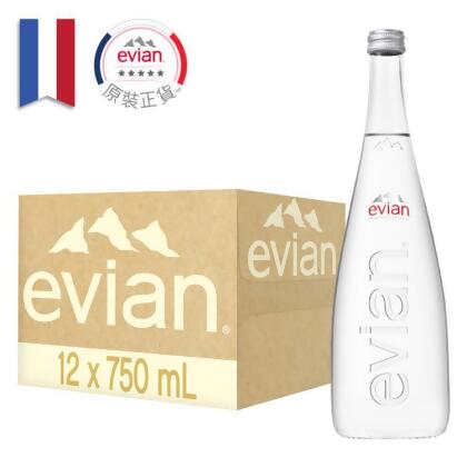 免運!【法國evian 依雲】1箱12瓶 天然礦泉水 ( 750ml / 12入 / 玻璃瓶 ) 750ml/12入 