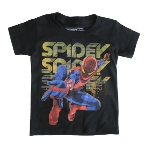 Marvels Little Boys Black Spidey Graphic Print Crew Neck Cotton T-Shirt 2-4T - 3T