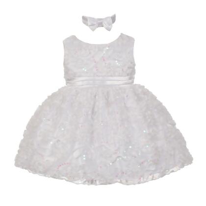 Baby Girls White Tulle Sequin Floral Embroidery Special Occasion