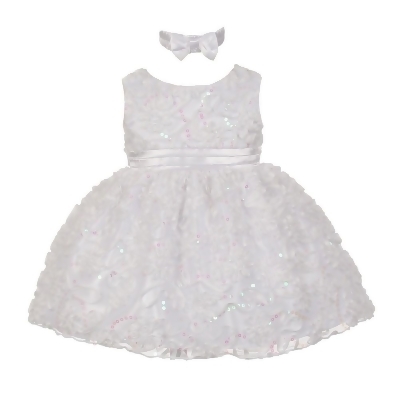 Baby Girls White Tulle Sequin Floral Embroidery Special Occasion