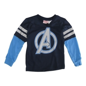 Marvels Little Boys Navy Captain America Stripe Sleeve V-Neck Shirt 4T-7 - 7