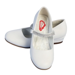 Angels Garment Little Girls White Rhinestone Strap Heeled Shoes 11-3 Kids - 1 Kids