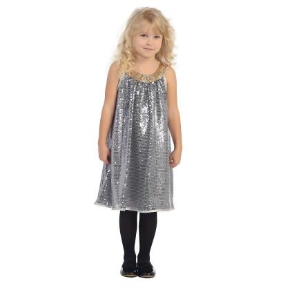 girls silver party dress