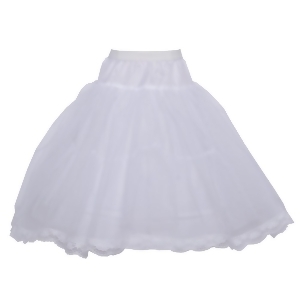Angels Garment Big Girls White Trimmed Tulle Hoop Skirt Long Petticoat 6-10 - 6/7