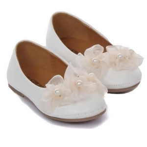 Kids Dream Ivory Organza Flower Ballet Flats Girl Dress Shoes 4-10 - 4 Baby