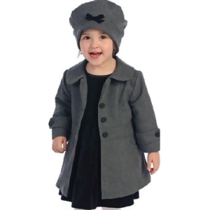 Angels Garment Toddler Little Girls Grey Coat Hat Outerwear Set 2T-8 - 5/6