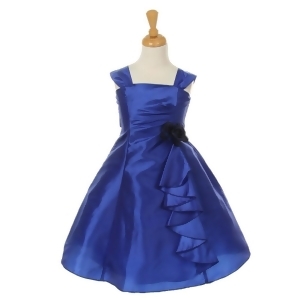 Cinderella Couture Little Girls Royal Blue Taffeta Corsage Flower Girl Dress 2-6 - 6