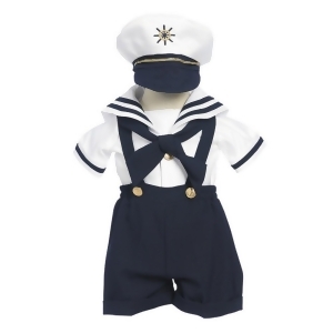 Baby Boys Navy Shorts White Shirt Sailor Hat Outfit 3-24M - 6-12 Months