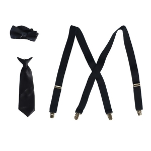 Big Boys Navy Suspender Bow-tie Tie Combo Special Occasion Set - All