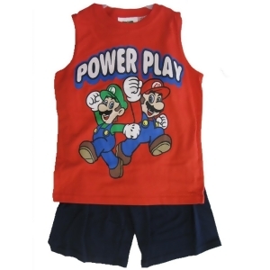 Super Mario Little Boys Red Cartoon Print Sleeveless Top 2 Pc Shorts Set 4-8 - 4/5