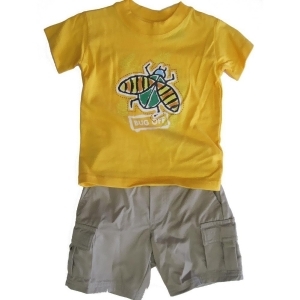 Timber Baby Boys Yellow Khaki Bug Off Print Tee Cargo Pants 2 Pc Set 12M-24m - 24 Months