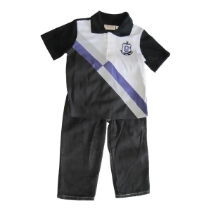 Carter's Little Boys Black White Stripe Polo Shirt Denim Pants 2 Pc Set 2-4T - 2T