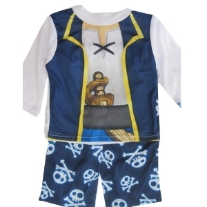 Jake the Pirate Baby Boys White Navy Blue Cartoon Inspired 2 Pc Pajama Set 12-24M - 12 Months