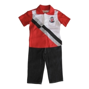 Carter's Little Boys Red White Polo Shirt Black Denim Pants 2 Pc Set 2-4T - 3T