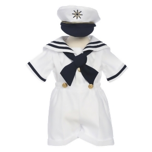 Baby Boys White Shorts Shirt Sailor Hat Outfit 3-24M - 12-18 Months