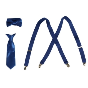 Little Boys Royal Blue Suspender Bow-tie Tie Combo Special Occasion Set - All