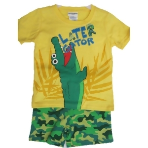 Buster Brown Little Boys Yellow Later Gator Print Camo 2 Pc Shorts Set 2T-4t - 3T