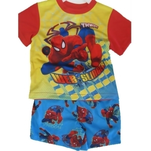 Spiderman Little Boys Sky Blue Superhero Cartoon Inspired 2 Pc Shorts Set 2T-4t - 4T