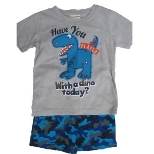 Buster Brown Little Boys Blue Dino Play Print Camo 2 Pc Shorts Set 2T-4t - 3T