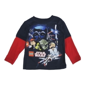 Lego Little Boys Navy Blue Red Minifigures Star Wars Long Sleeve T-Shirt 2-4T - 3T