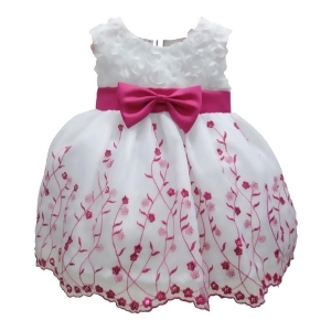 Little Girls Fuchsia White Floral Embroidery Soutache Flower Girl Dress 2-4T - 4T