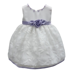 Baby Girls White Lilac Floral Embroidered Bead Flower Girl Dress 6-24M - 12 Months