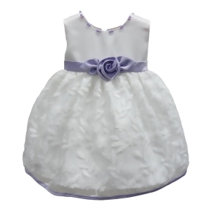 Baby Girls White Lilac Floral Embroidered Bead Flower Girl Dress 6-24M - 6 Months