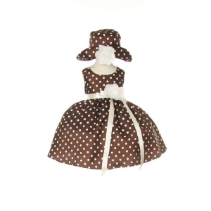 Cinderella Couture Baby Girls Brown White Polka Dot Belted Occasion Dress 6-24M - 12 Months