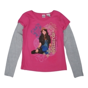 Disney Big Girls Fuchsia Wizard Of Waverly Place Character Print Top 8-16 - 8/10