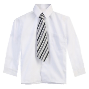 Little Boys White Tie Long Sleeve Button Special Occasion Dress Shirt 2T-7 - 6