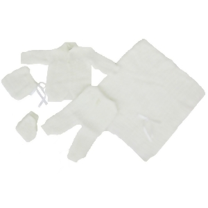 Baby Boy Girl White Pants Hat Booties Sweater Blanket Newborn Set - All