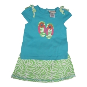 Carter's Baby Girls Turquoise Top Green Zebra Pattern 2 Pc Skirt Outfit 12-24M - 12 Months