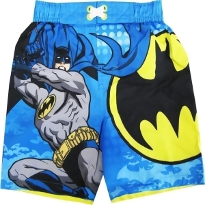 Batman Little Toddler Boys Sky Blue Cartoon Character Swimwear Shorts 2-4T - 2T