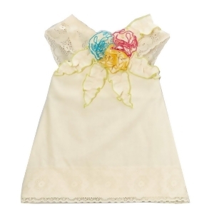 Little Girls Ivory Multi Colored Floral Accents Lace Trim Shirt 12M-6 - 2T
