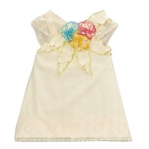 Little Girls Ivory Multi Colored Floral Accents Lace Trim Shirt 12M-6 - 6