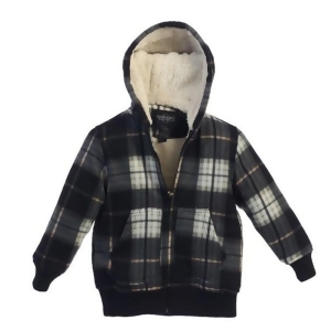 Gioberti Little Boys Grey Black Plaid Sherpa Lining Hooded Flannel Jacket 4-7 - 4