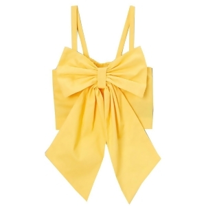 Little Girls Yellow Solid Color Oversized Bow Spaghetti Strap Shirt 12M-6 - 5