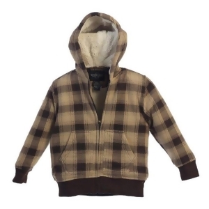 Gioberti Little Boys Tan Brown Plaid Sherpa Lining Hooded Flannel Jacket 4-7 - 5